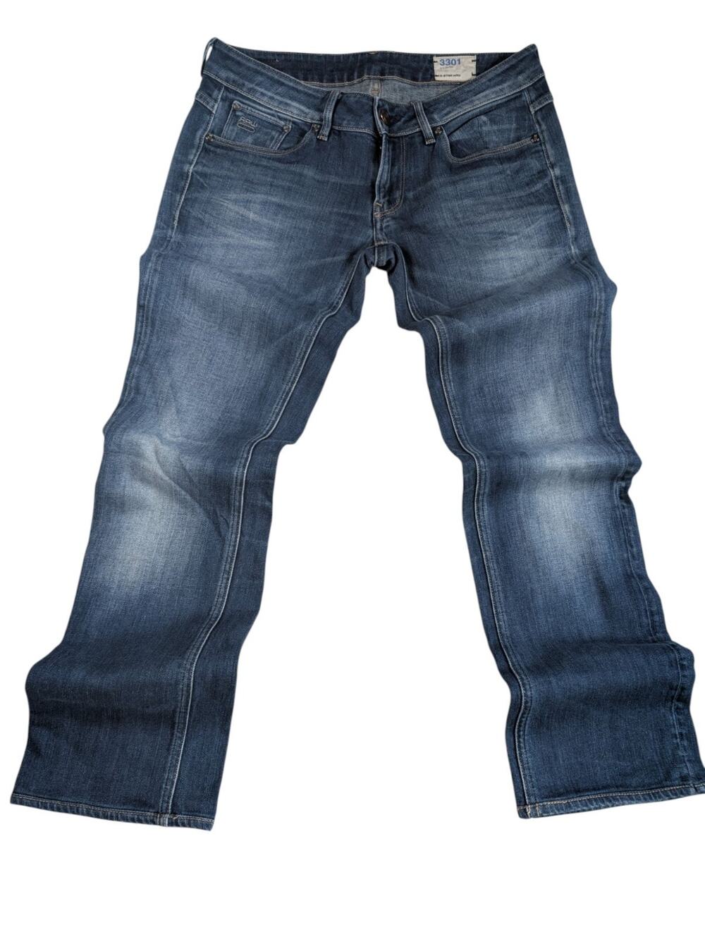 G-STAR RAW 3301 Men's Blue Denim Straight Jeans Size W30 L34